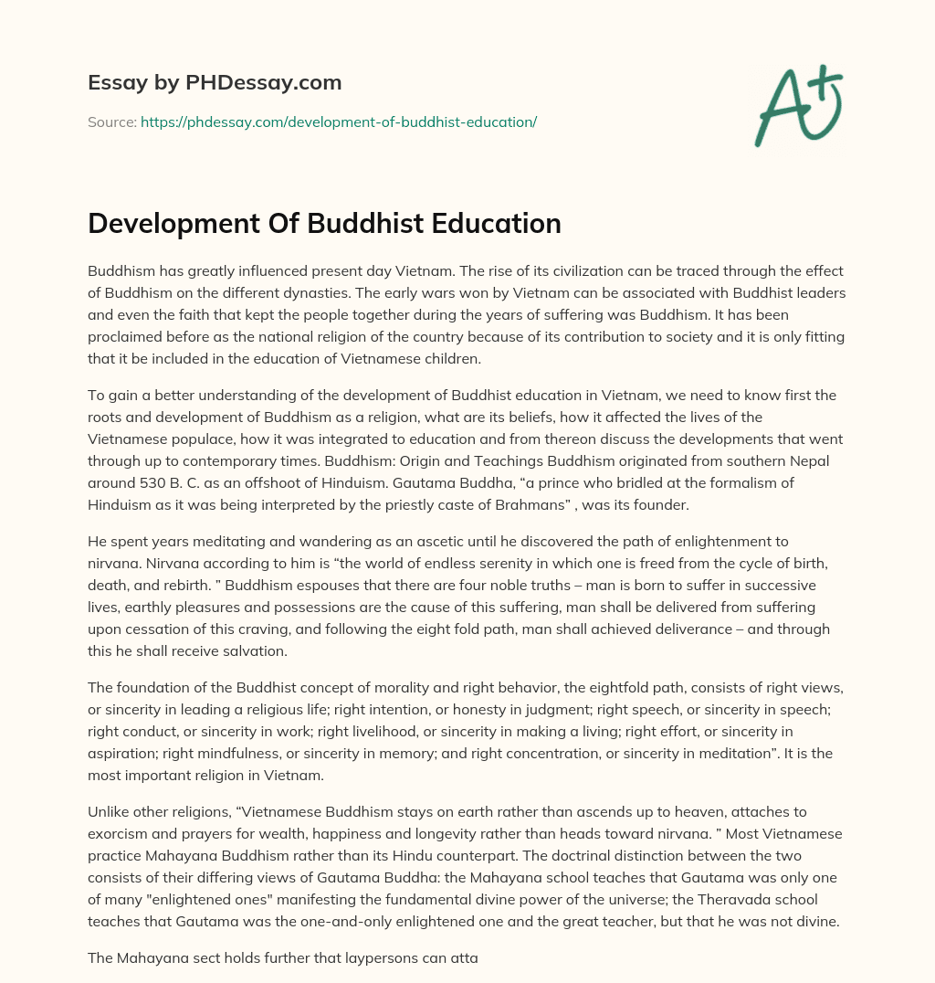 Development Of Buddhist Education essay
