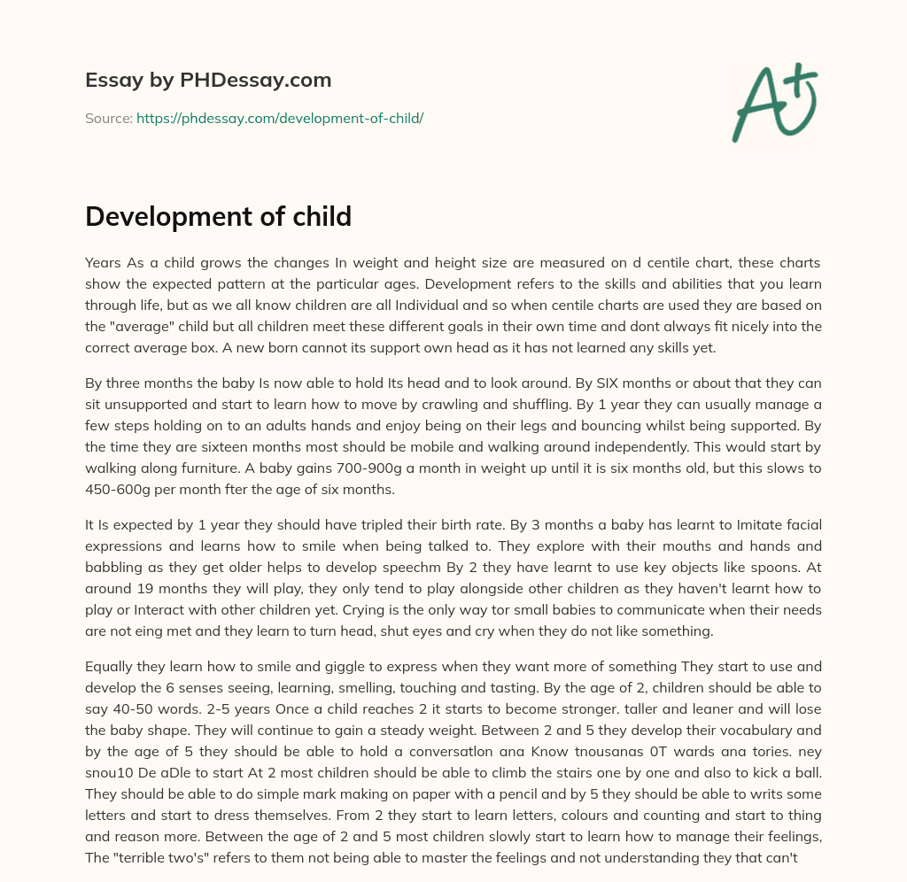 Development of child essay