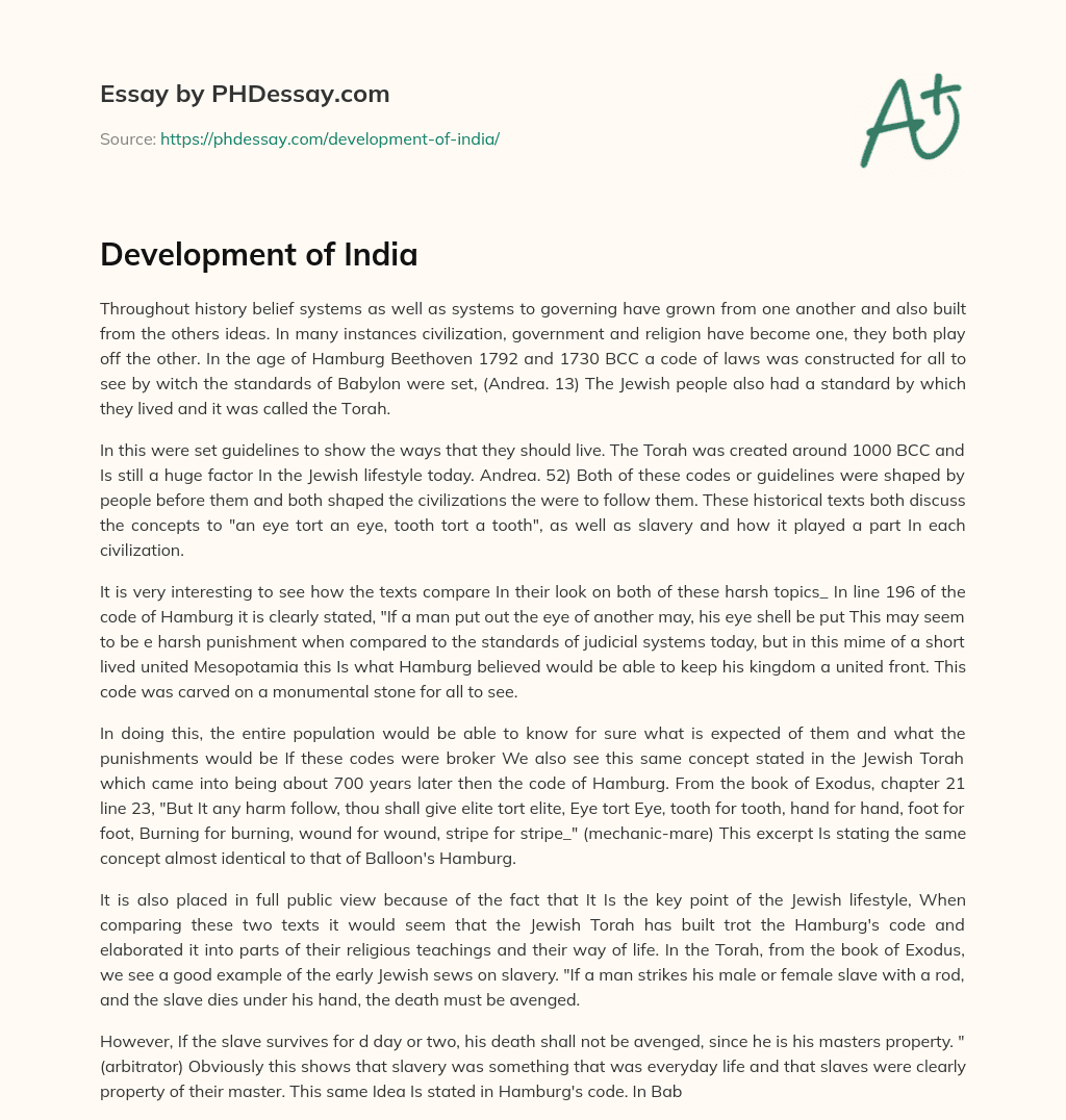Development of India essay