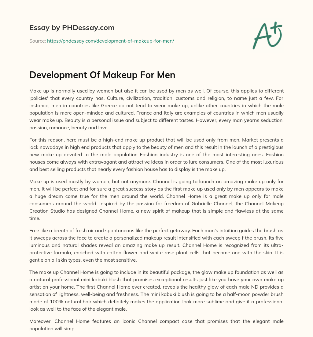 Development Of Makeup For Men essay