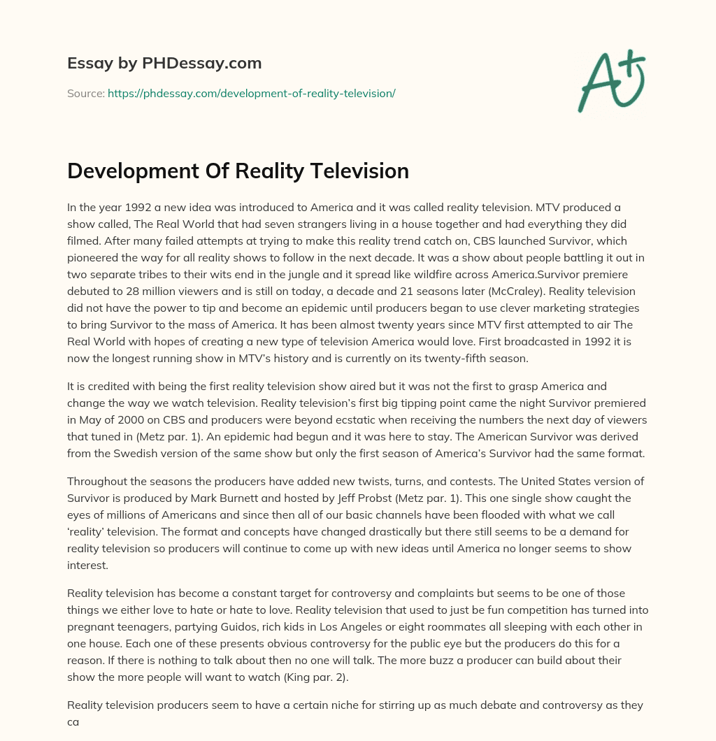 essay on development of television