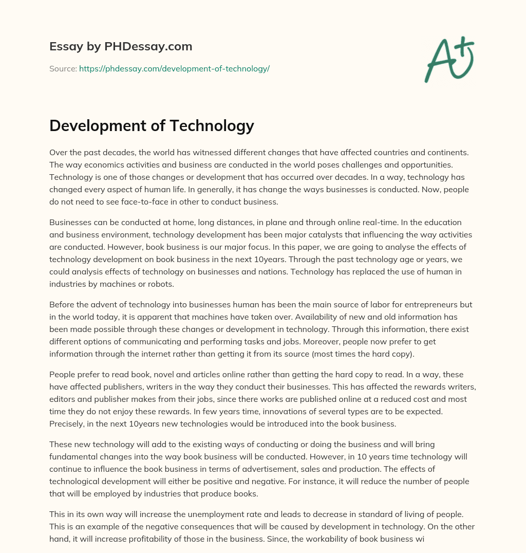 technological development essay