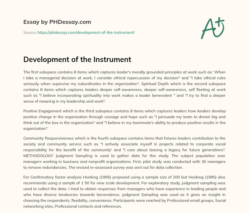 Development of the Instrument essay