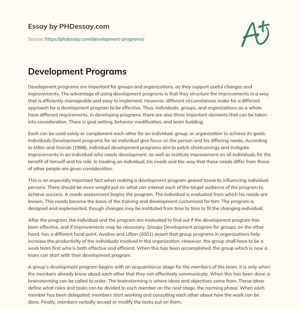 Development Programs essay
