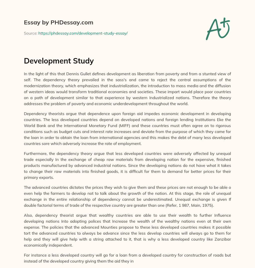 Development Study essay