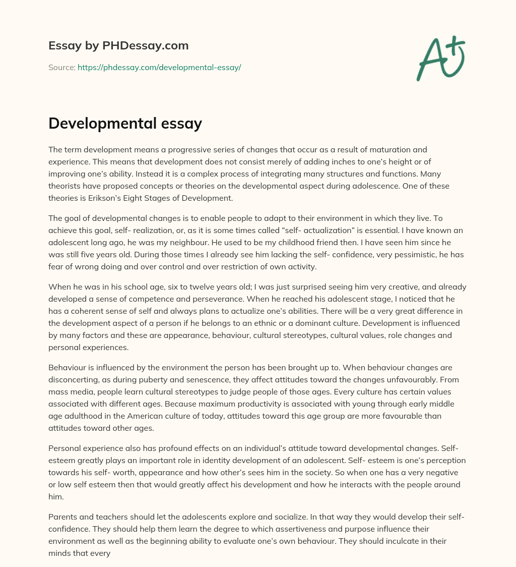 Developmental essay essay
