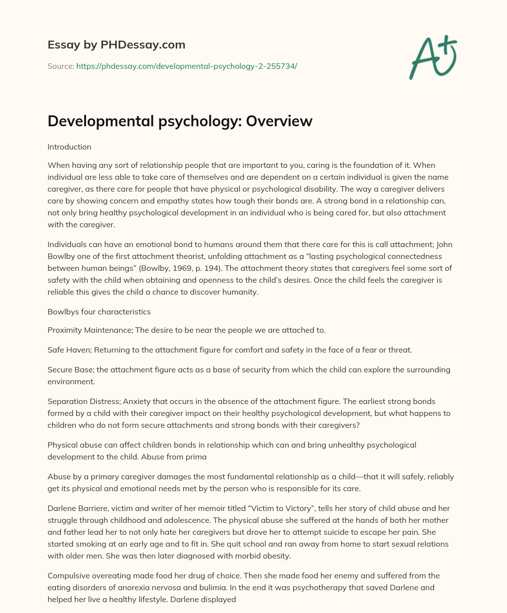 Developmental psychology: Overview essay