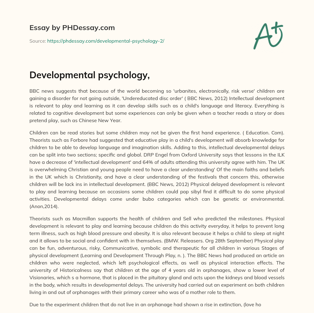developmental psychology essays