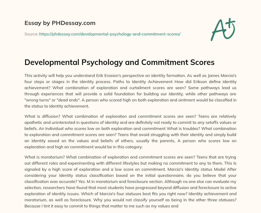 Developmental Psychology and Commitment Scores essay