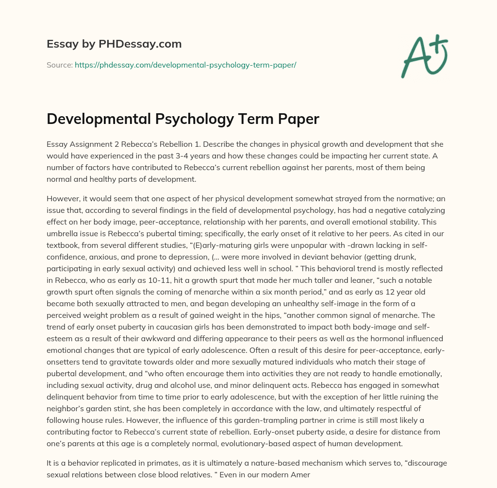 developmental psychology term paper topics