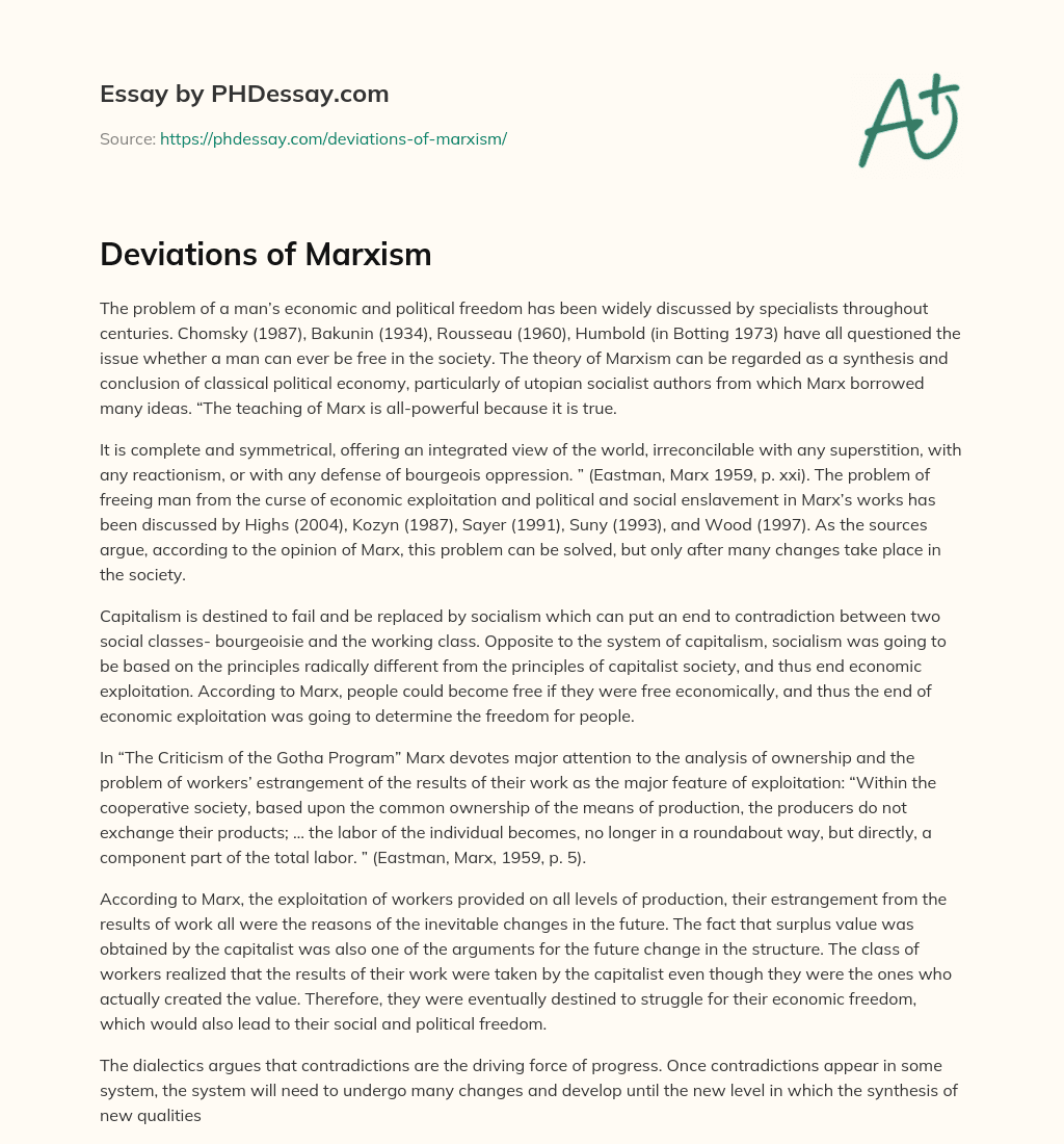 Deviations of Marxism essay