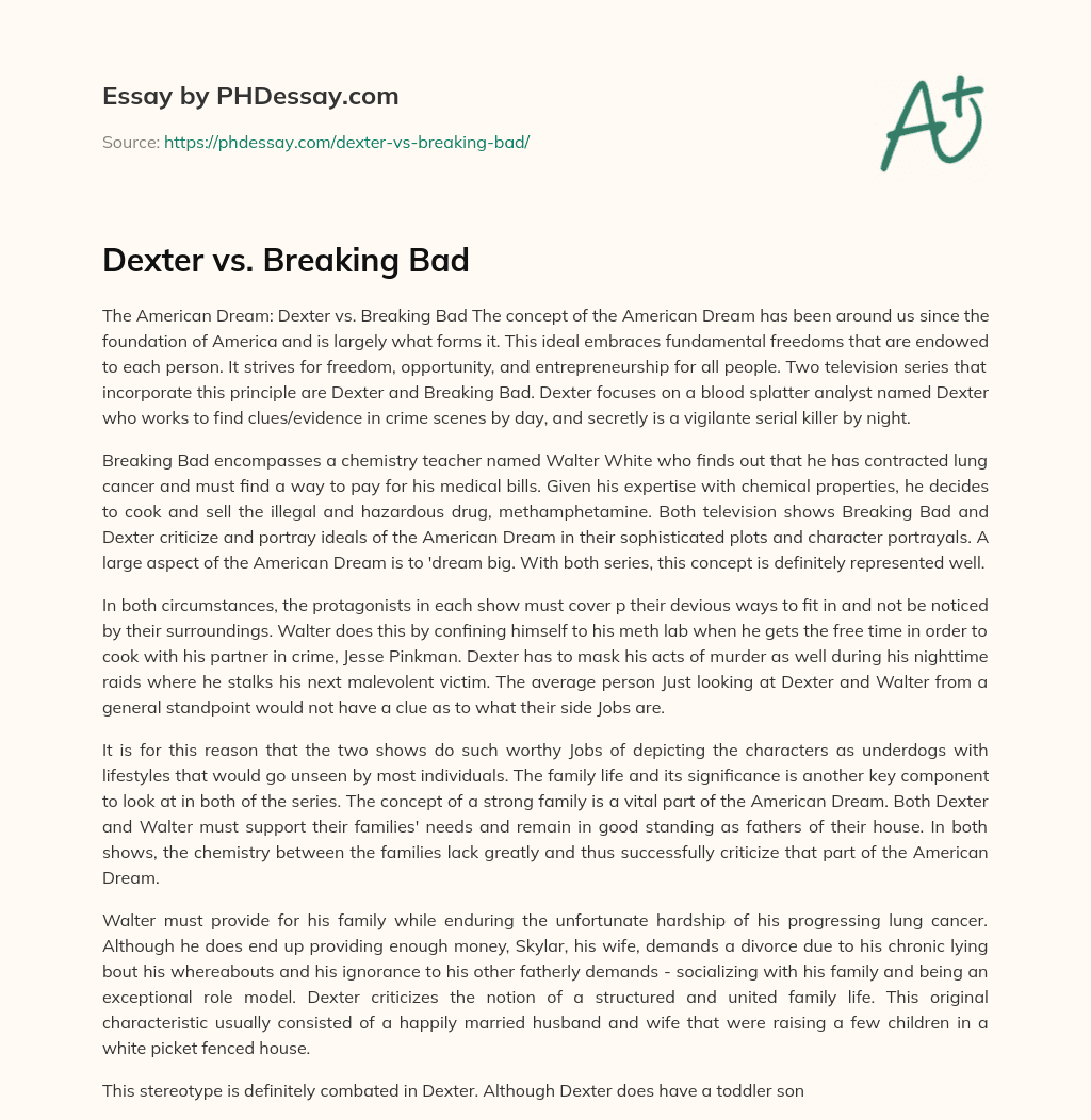 Dexter vs. Breaking Bad essay