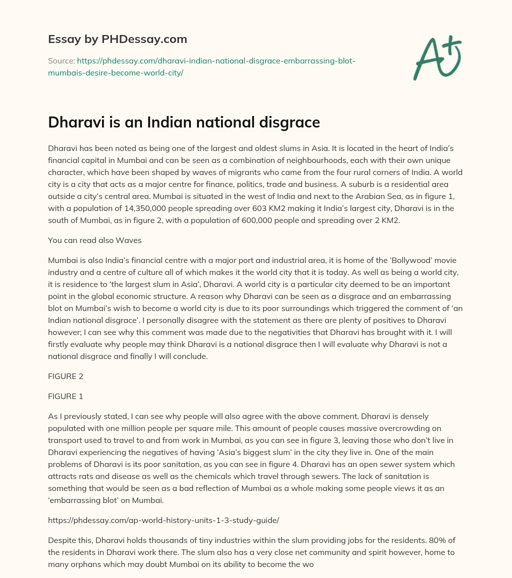 Dharavi is an Indian national disgrace essay