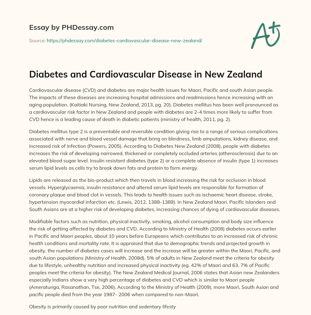 Diabetes and Cardiovascular Disease in New Zealand essay