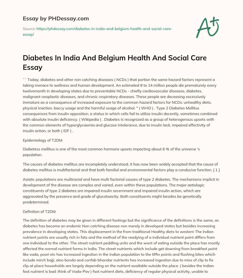 Diabetes In India And Belgium Health And Social Care Essay essay