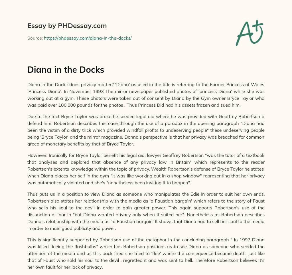 Diana in the Docks essay