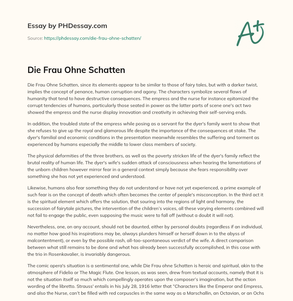 Die Frau Ohne Schatten essay