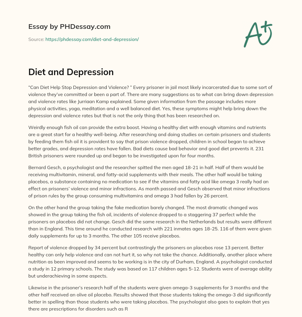 Diet and Depression essay