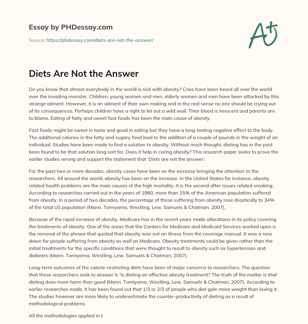 Diets Are Not the Answer essay