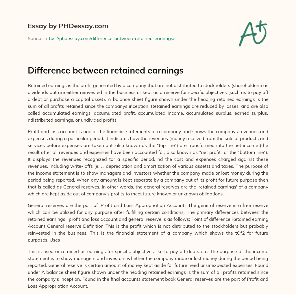 Difference between retained earnings essay