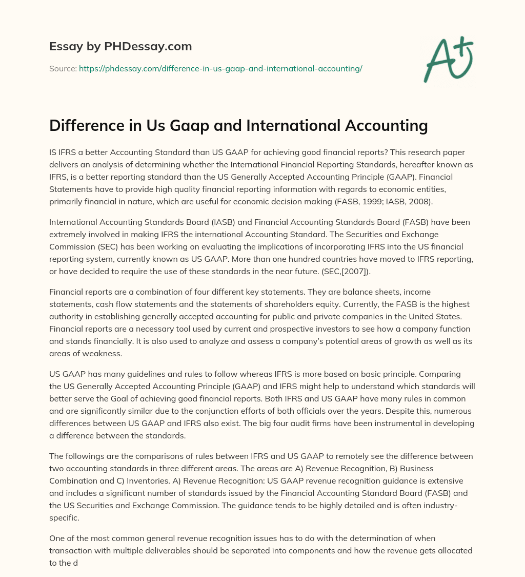 Difference in Us Gaap and International Accounting essay