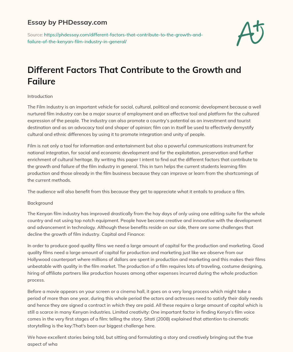 Different Factors That Contribute to the Growth and Failure essay