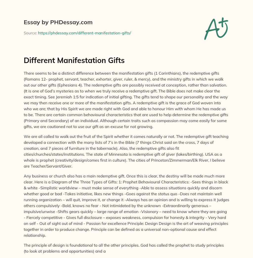 Different Manifestation Gifts essay