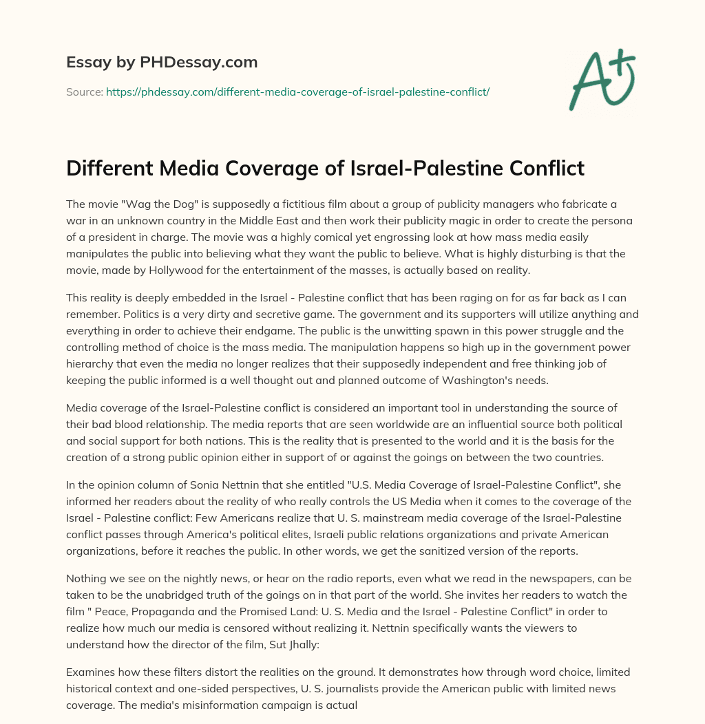 Different Media Coverage of Israel-Palestine Conflict essay