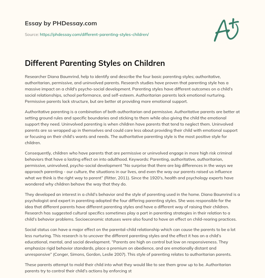 Different Parenting Styles on Children essay