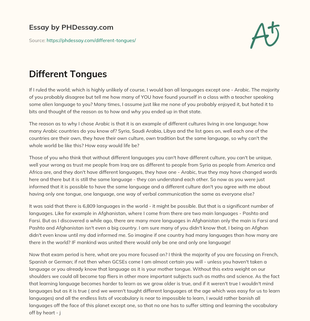 Different Tongues essay
