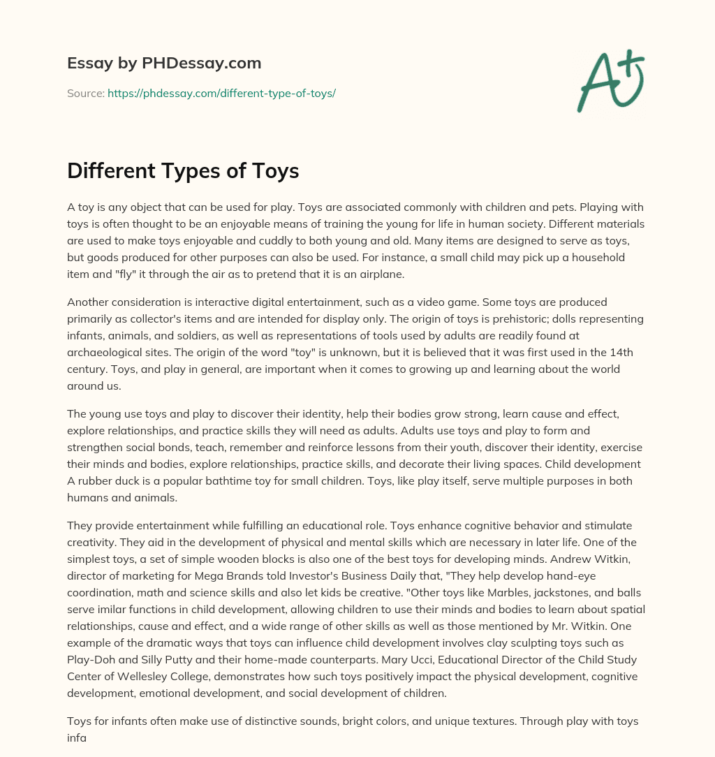 Different Types of Toys essay