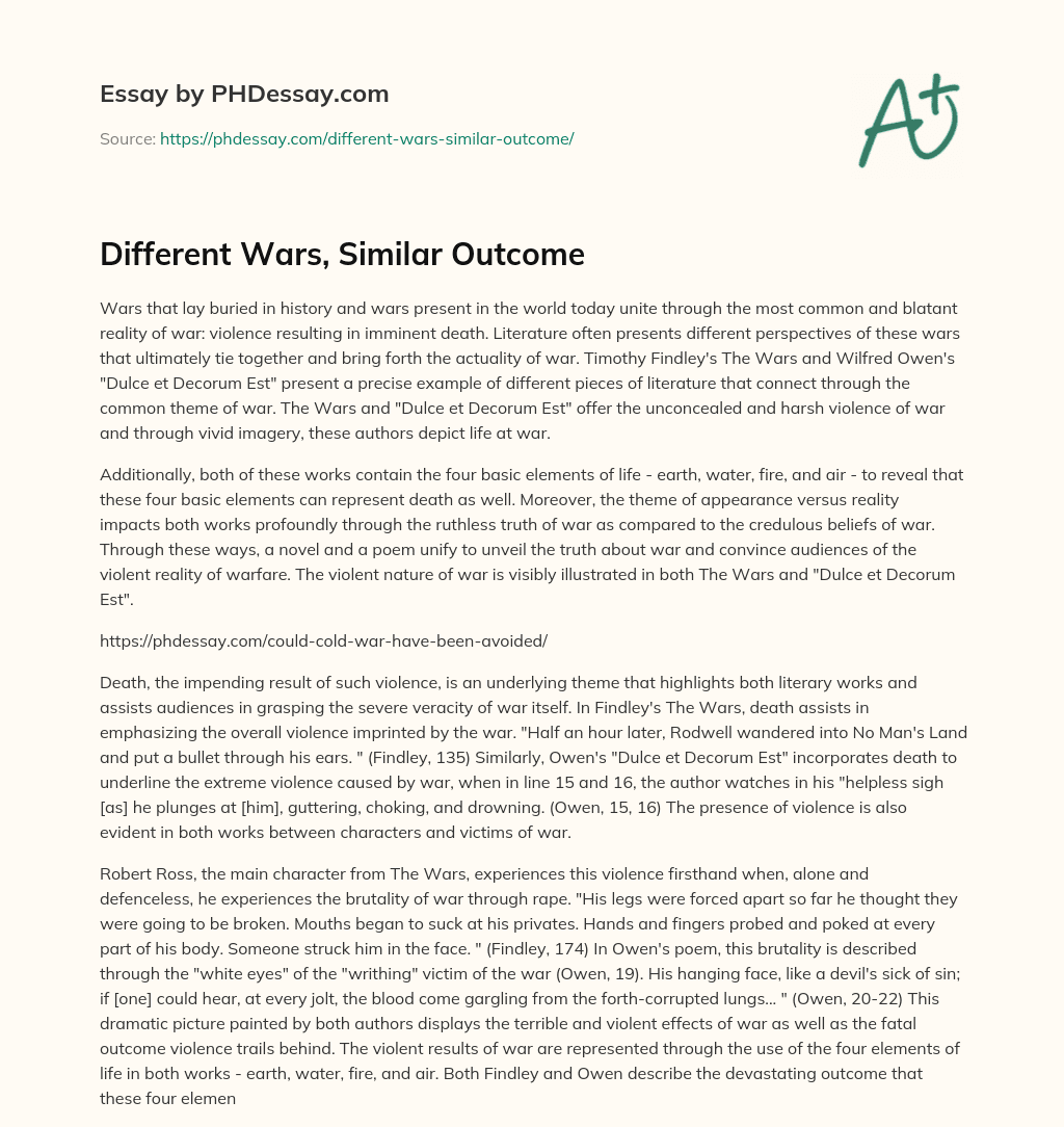 Different Wars, Similar Outcome essay