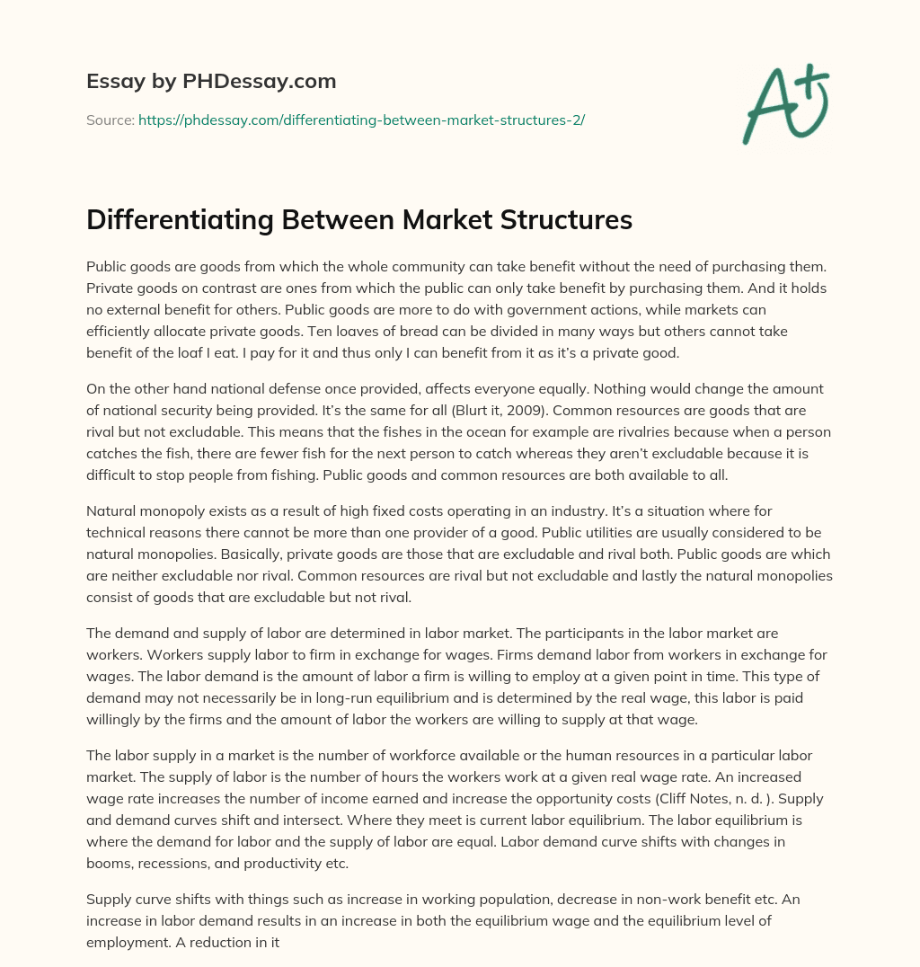 Differentiating Between Market Structures essay
