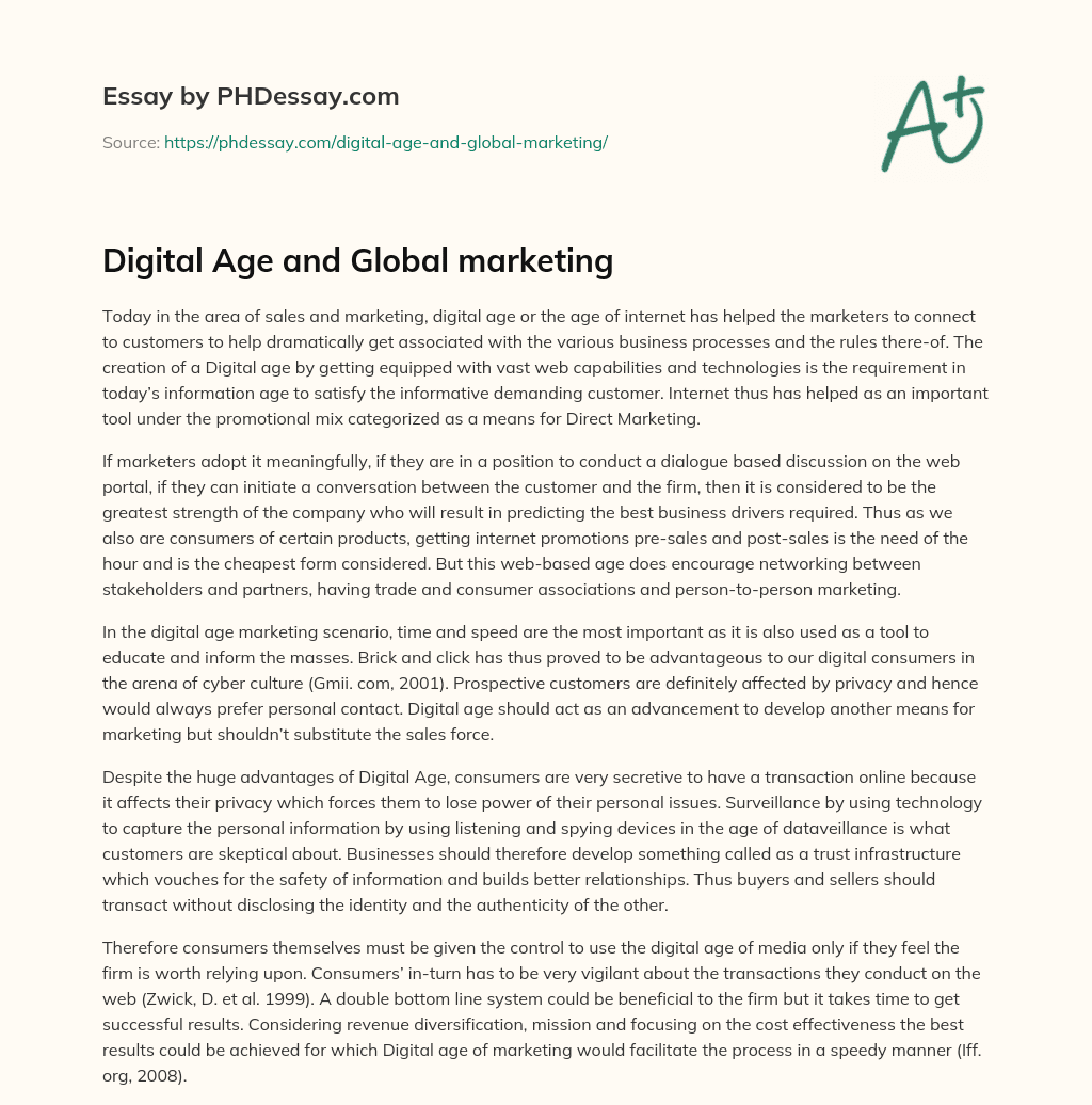 Digital Age and Global marketing essay