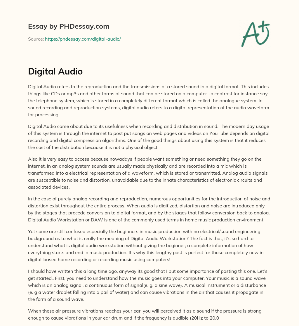 Digital Audio essay