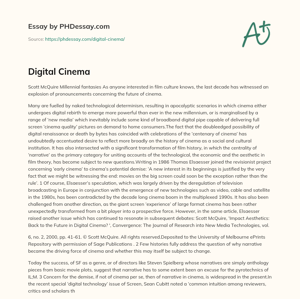 Digital Cinema essay