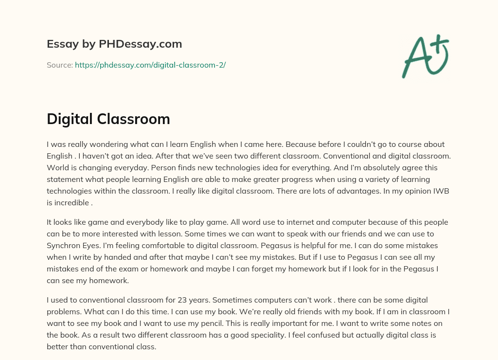 essay on digital classroom