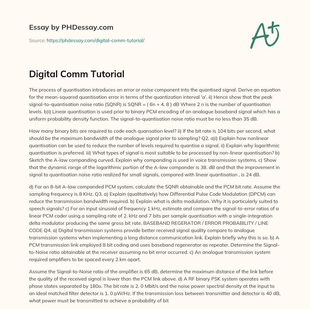 Digital Comm Tutorial essay