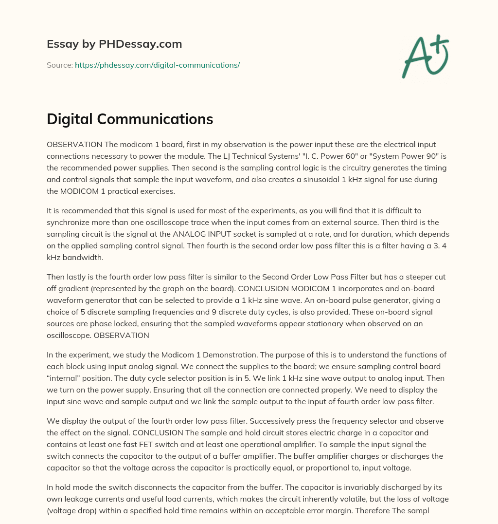 Digital Communications essay