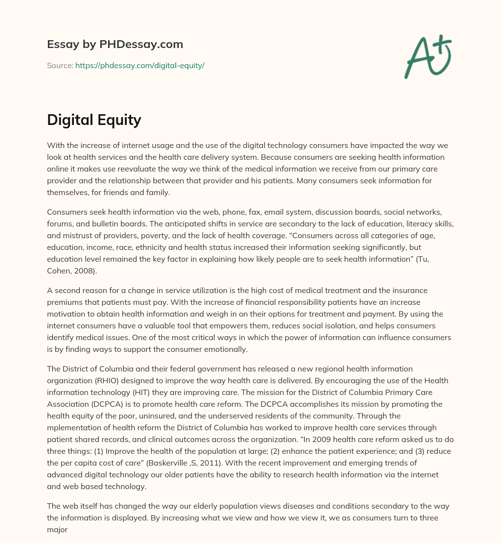 Digital Equity essay