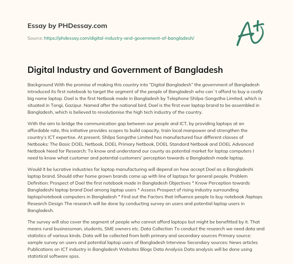 Digital Industry and Government of Bangladesh essay