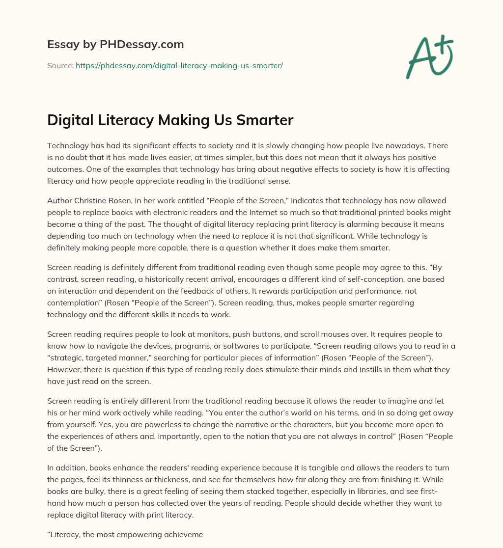 essay about digital literacy