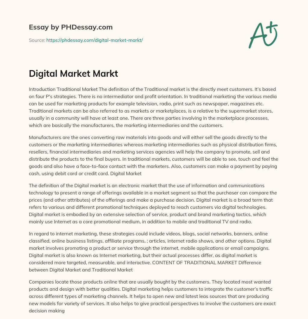 Digital Market  Markt essay