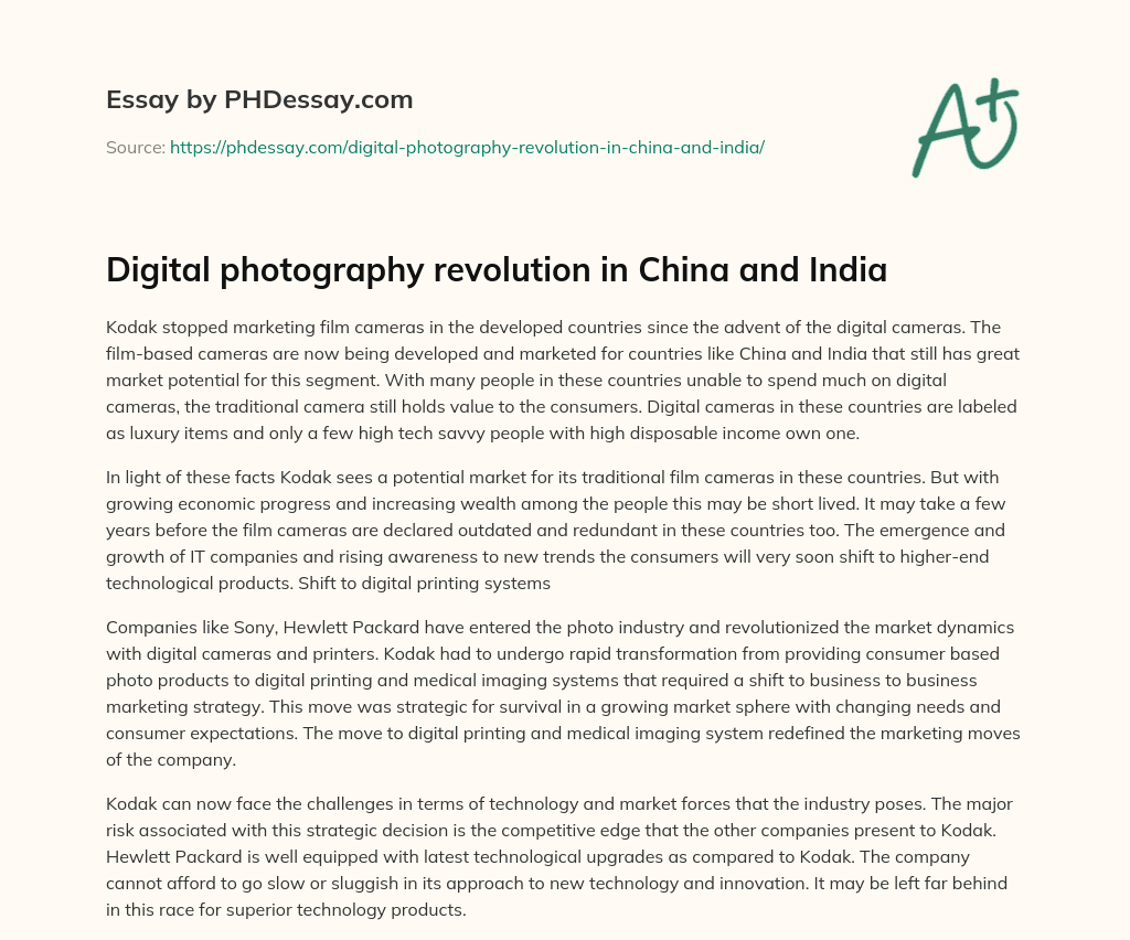 Digital photography revolution in China and India essay