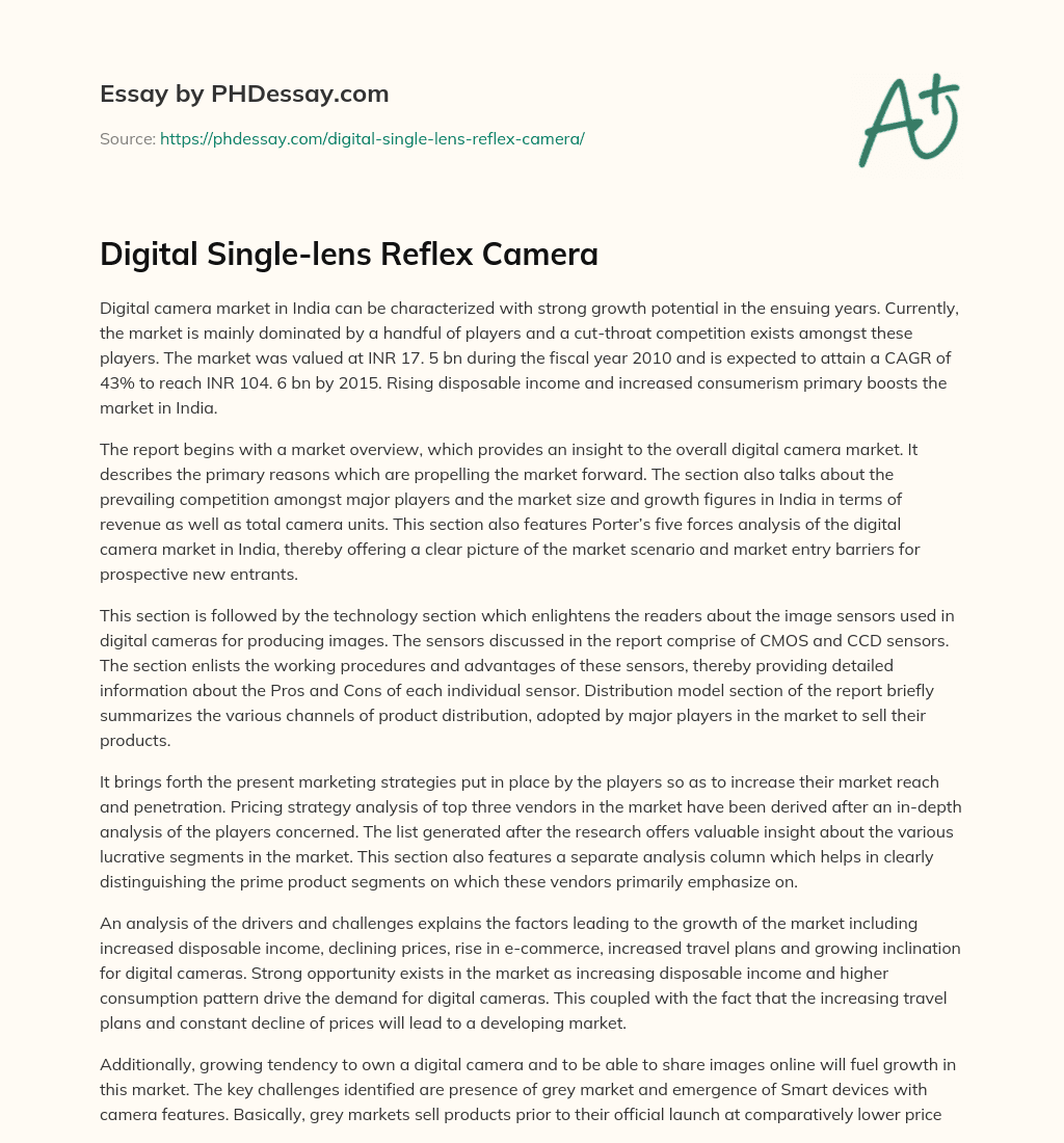 Digital Single-lens Reflex Camera essay