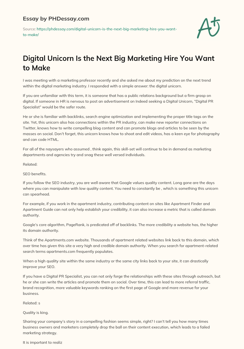 Digital Unicorn Is the Next Big Marketing Hire You Want to Make essay