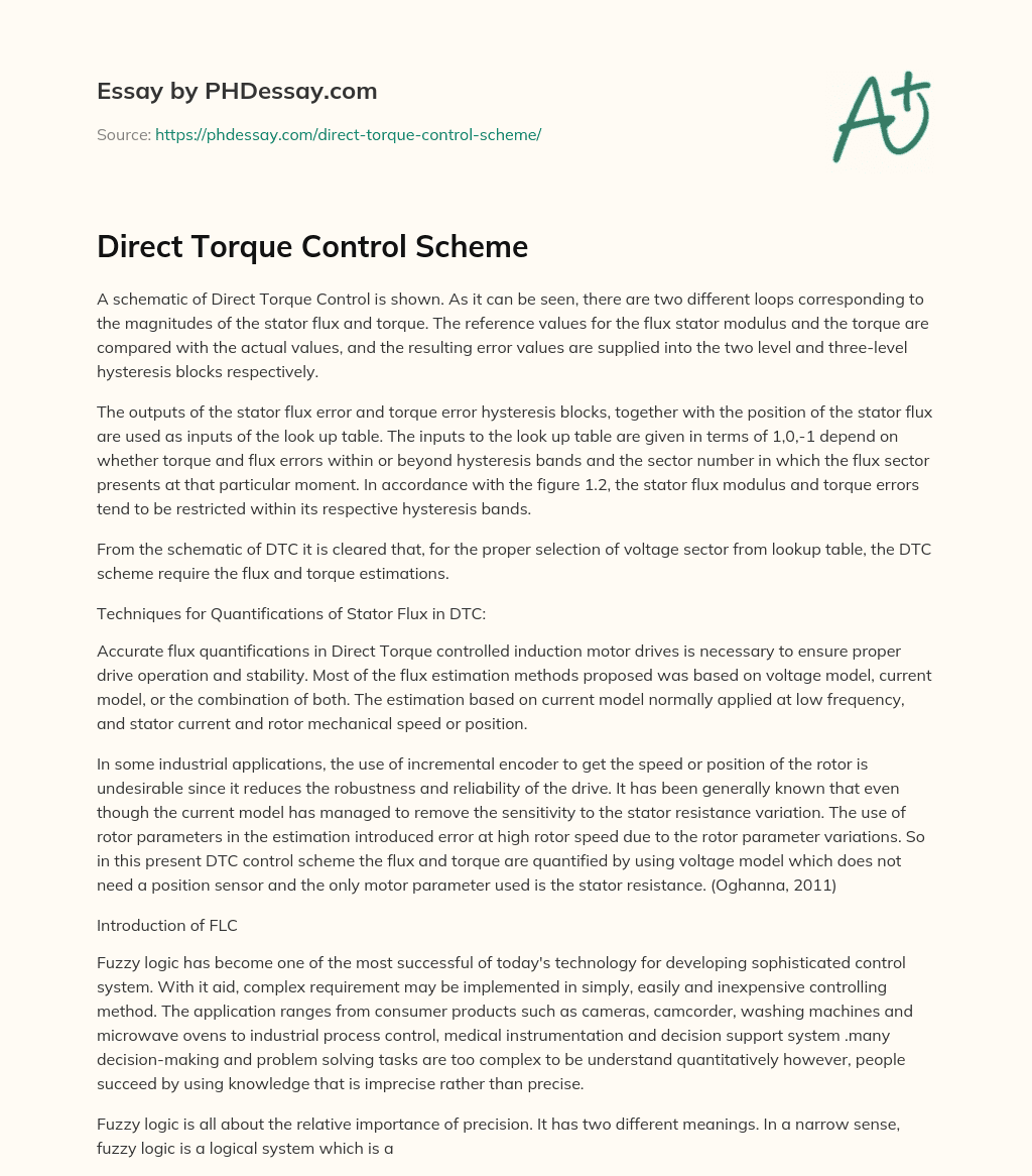 Direct Torque Control Scheme essay
