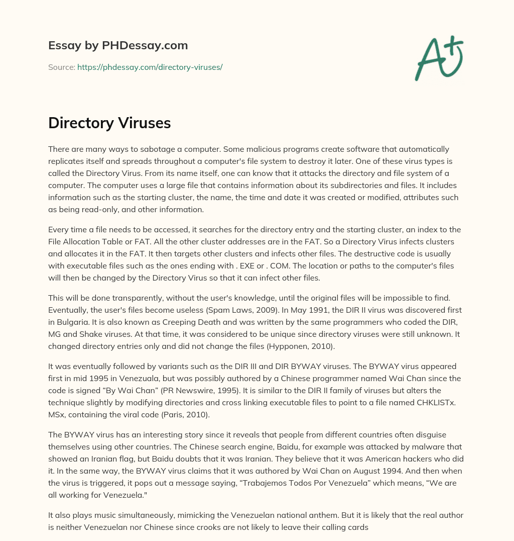 Directory Viruses essay