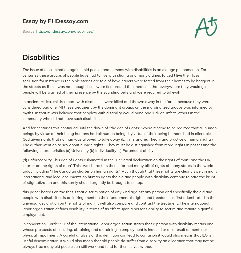 Disabilities essay