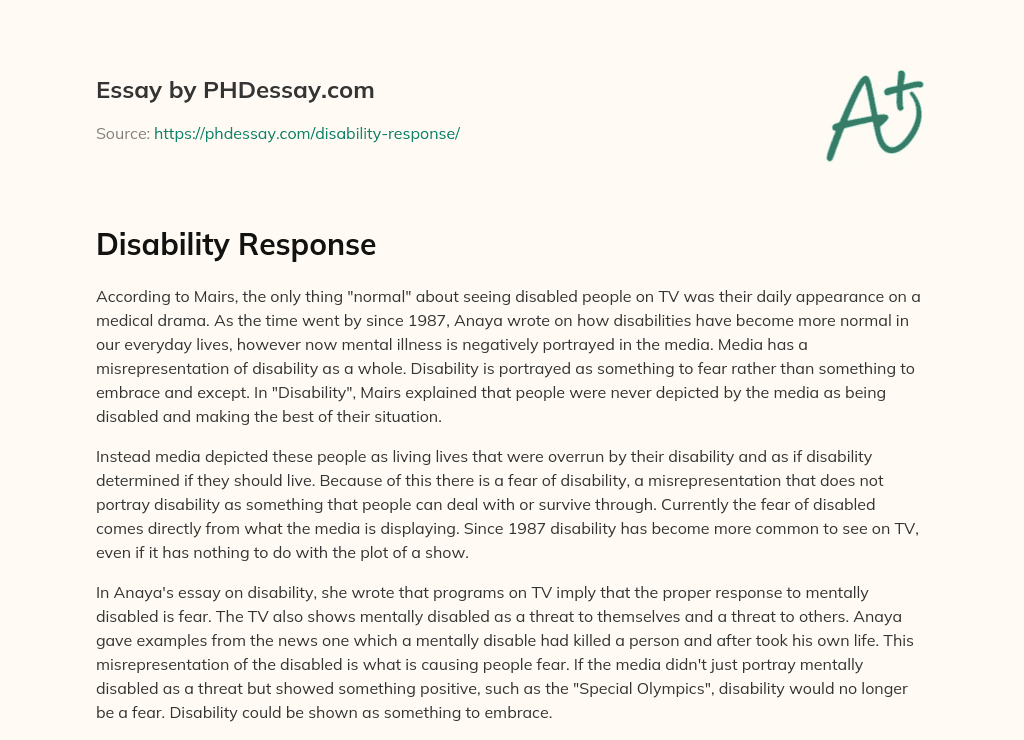 Disability Response essay